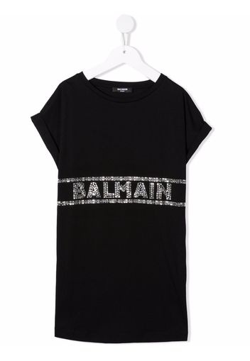 Balmain Kids logo-embellished T-shirt dress - Schwarz