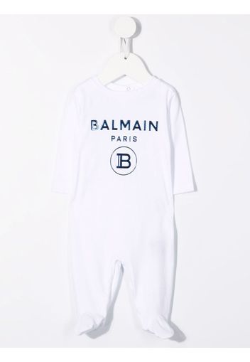 Balmain Kids logo-print cotton babygrow - Weiß