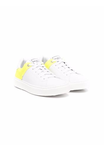 Balmain Kids colour-block leather trainers - Weiß