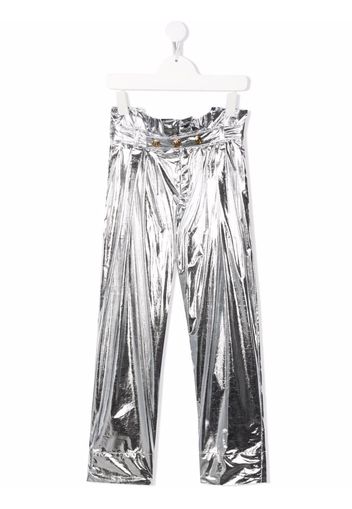 Balmain Kids metallic straight-leg trousers - Grau