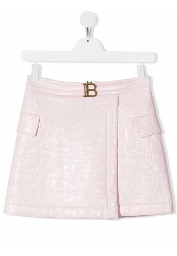 Balmain Kids TEEN vinyl-look wrap skirt - Rosa