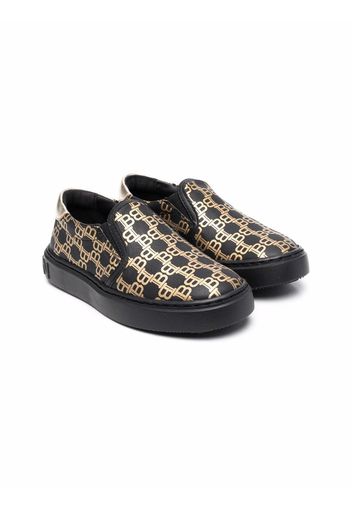 Balmain Kids monogram-print slip-on sneakers - Schwarz