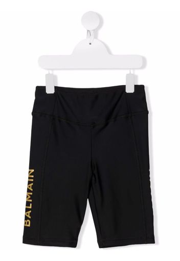 Balmain Kids logo-print cycling shorts - Schwarz