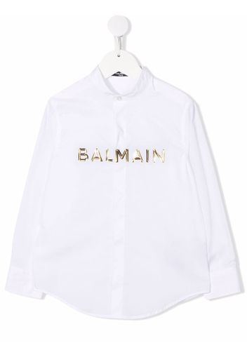 Balmain Kids logo-lettering long-sleeve shirt - Weiß