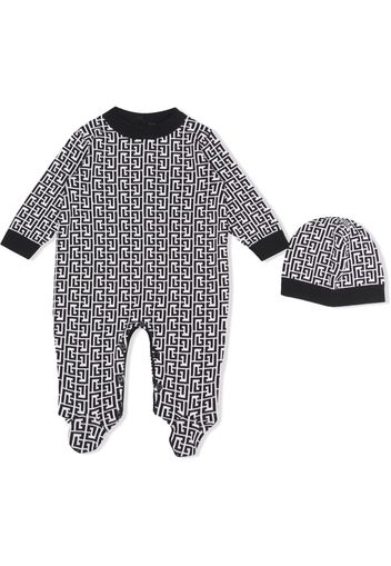 Balmain Kids Strampler-Set mit Greca-Print - Schwarz