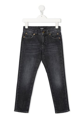 Balmain Kids slim-cut denim jeans - Grau