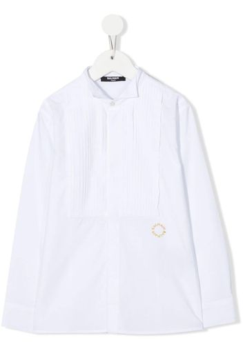 Balmain Kids pleated bib-front tuxedo shirt - Weiß