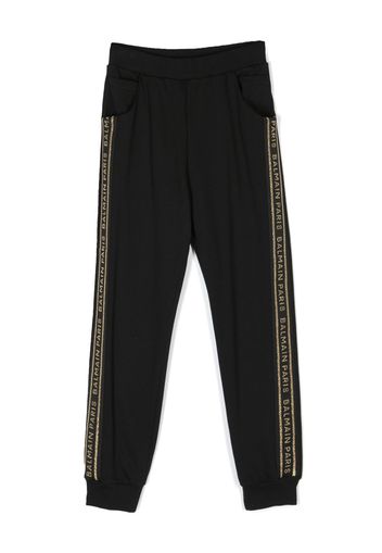 Balmain Kids TEEN logo tape track pants - Schwarz