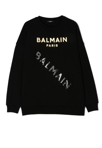 Balmain Kids logo-print crew neck sweatshirt - Schwarz