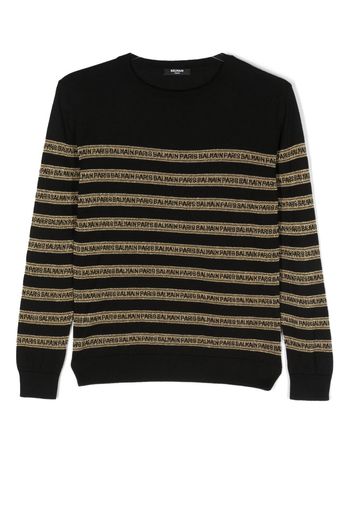 Balmain Kids logo-stripe jumper - Schwarz