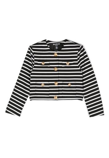 Balmain Kids stripe-print lightweight jacket - Schwarz