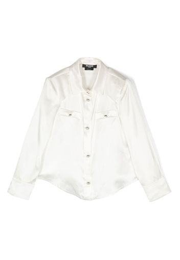 Balmain Kids button-embellishment silk-satin shirt - Weiß