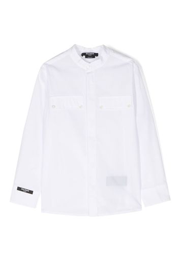 Balmain Kids logo-patch long-sleeve shirt - Weiß