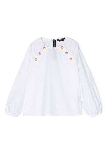 Balmain Kids long-sleeve cotton blouse - Weiß