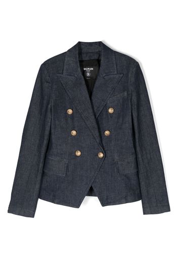 Balmain Kids double-breasted denim blazer - Blau