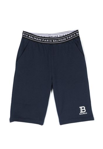 Balmain Kids logo-waistband shorts - Blau