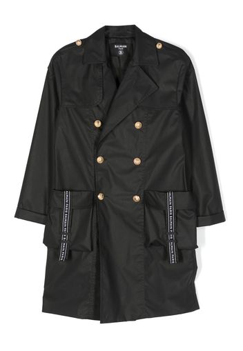 Balmain Kids double-breasted trench coat - Schwarz