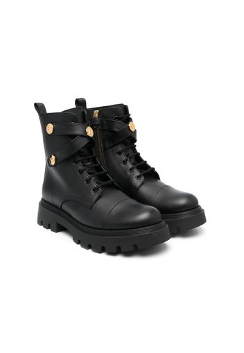 Balmain Kids lace-up 50mm combat boots - Schwarz