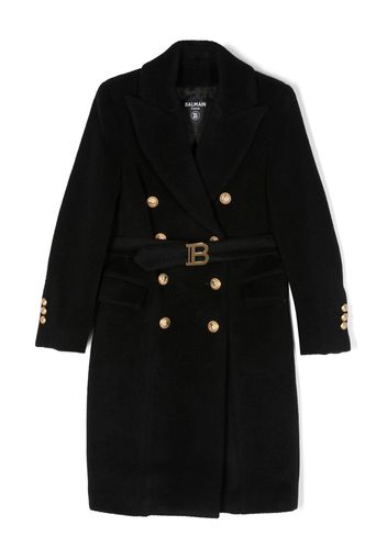 Balmain Kids double-breasted wool coat - Schwarz