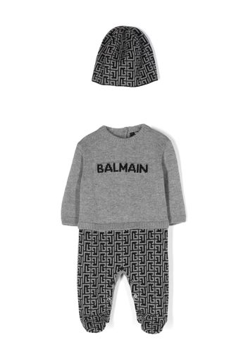 Balmain Kids intarsia-knit babygrow set - Grau