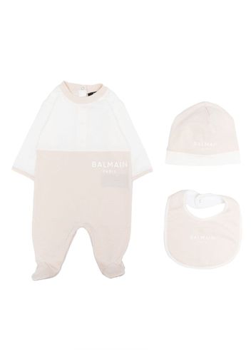 Balmain Kids two-tone cotton babygrow set - Nude