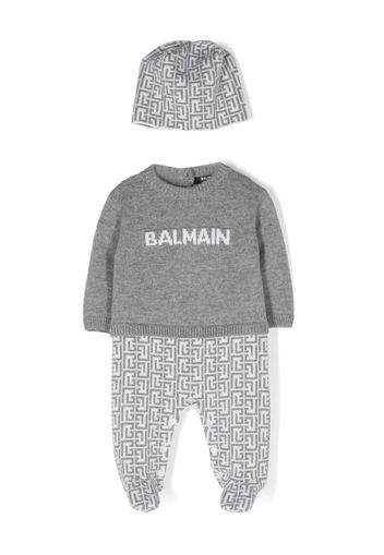 Balmain Kids intarsia-knit babygrow set - Grau