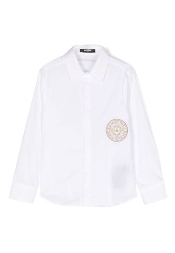Balmain Kids logo-embroidered cotton shirt - Weiß