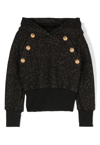 Balmain Kids glitter-detail wool-blend hoodie - Schwarz