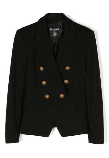 Balmain Kids embossed-button double-breasted blazer - Schwarz