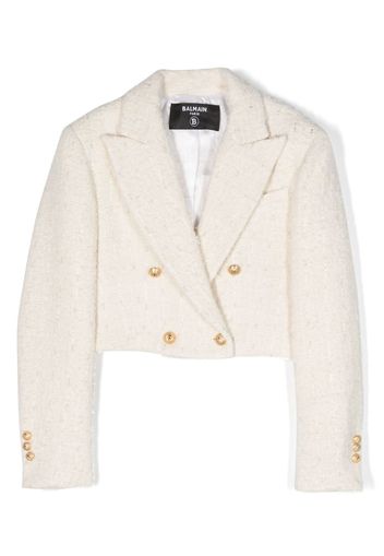 Balmain Kids cropped tweed blazer - Nude