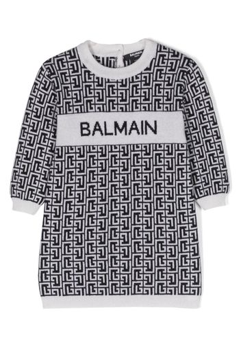 Balmain Kids intarsia-knit logo dress - Nude