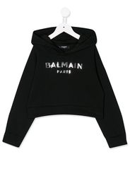 Balmain Kids Kapuzenjacke mit Logo - Schwarz