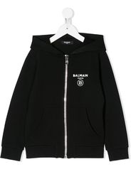 Balmain Kids Kapuzenjacke mit Logo-Print - Schwarz