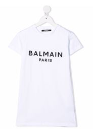 Balmain Kids T-Shirtkleid mit Pailletten - Weiß