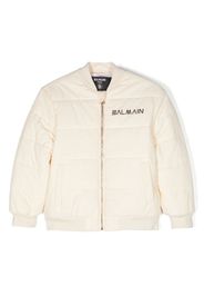 Balmain Kids logo-print padded bomber jacket - Nude