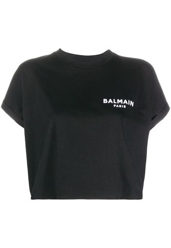 Balmain T-Shirt mit Logo-Stickerei - Schwarz