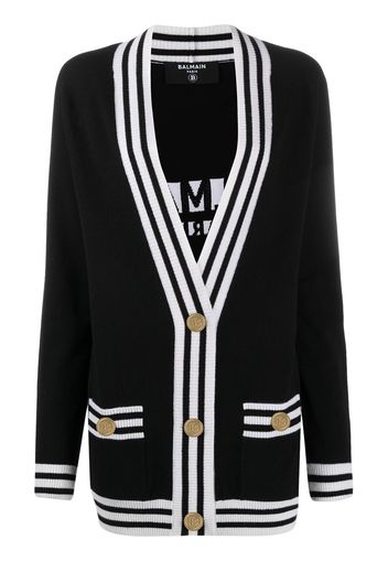 Balmain Cardigan mit Streifen - Schwarz