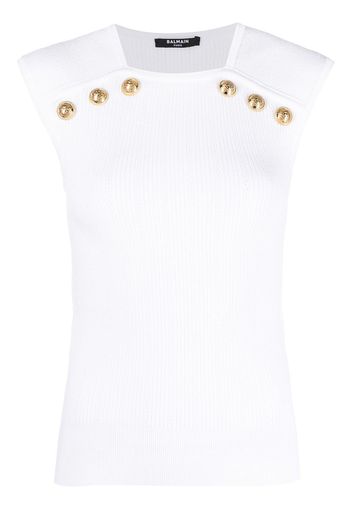 Balmain Top mit dekorativen Knöpfen - Weiß
