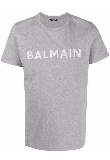 Balmain T-Shirt mit Logo-Applikation - Grau