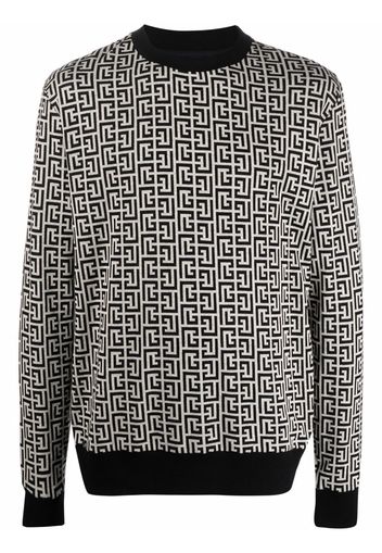 Balmain Sweatshirt mit Monogramm-Muster - Schwarz
