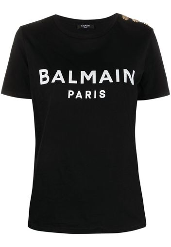 Balmain T-Shirt mit Logo-Print - Schwarz