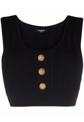 Balmain Gestricktes Cropped-Top - Schwarz