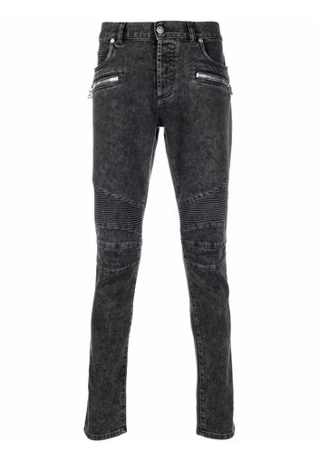Balmain ribbed-knee slim-fit jeans - Schwarz