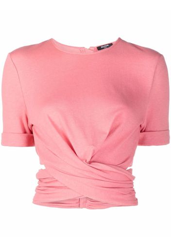 Balmain Drapiertes T-Shirt - Rosa