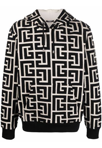 Balmain Hoodie mit Monogramm-Print - Schwarz