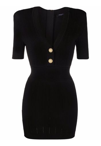 Balmain Geripptes Kleid - Schwarz