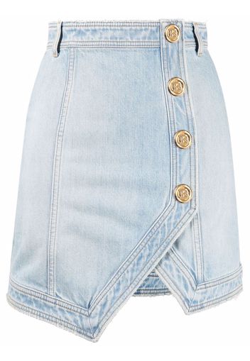 Balmain button-embellished denim skirt - Blau