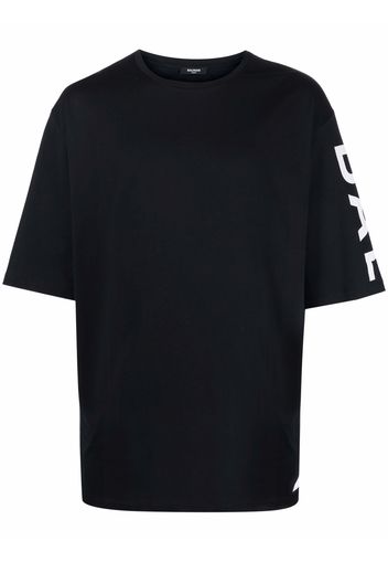 Balmain side logo-print oversize T-shirt - Schwarz