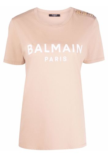 Balmain T-Shirt mit Logo-Print - Nude