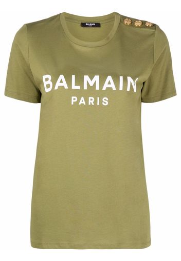 Balmain T-Shirt mit Logo-Print - Grün